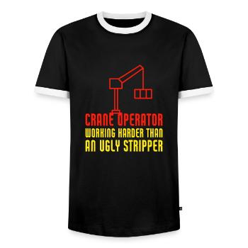 Crane Operator Working Harder Than An Ugly - Men's Ringer Shirt - black/white - Front - AI Model Female 172 light (172cm) & AI Model Male 178 light (178cm)