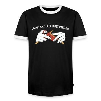 Je ne tricote pas un patron au crochet Tricot - T-shirt contrasté Homme - noir/blanc - Devant - AI Model Female 172 light (172cm) & AI Model Male 178 light (178cm)