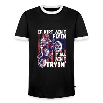 Funny Dirt Track Racing If Dirt Ain't Flyin - Men's Ringer Shirt - black/white - Front - AI Model Female 172 light (172cm) & AI Model Male 178 light (178cm)
