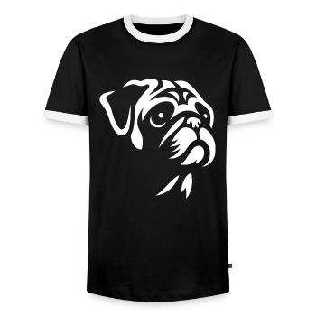 Carlin Silhouette Animal Minimaliste Élégant - T-shirt contrasté Homme - noir/blanc - Devant - AI Model Female 172 light (172cm) & AI Model Male 178 light (178cm)