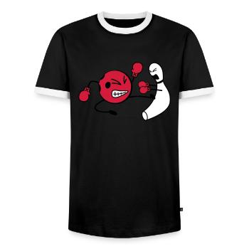 Bowling - Men's Ringer Shirt - black/white - Front - AI Model Female 172 light (172cm) & AI Model Male 178 light (178cm)