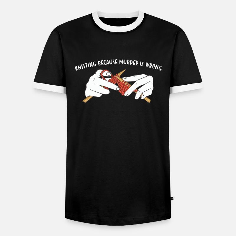 Knitting Because Murder Is Wrong Knitting - Männer Kontrast-T-Shirt - Schwarz/Weiß