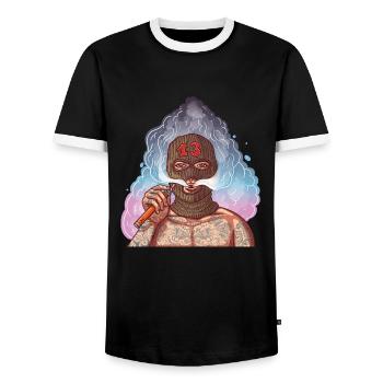 Vape Gangster mit Tattoos und Sturmhaube - Männer Kontrast-T-Shirt - Schwarz/Weiß - Vorne - AI Model Female 172 light (172cm) & AI Model Male 178 light (178cm)