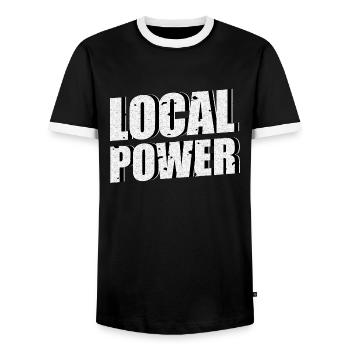 Puissance locale - T-shirt contrasté Homme - noir/blanc - Devant - AI Model Female 172 light (172cm) & AI Model Male 178 light (178cm)