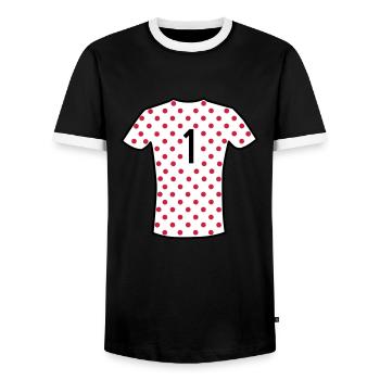Rot gepunktetes Trikot - Männer Kontrast-T-Shirt - Schwarz/Weiß - Vorne - AI Model Female 172 light (172cm) & AI Model Male 178 light (178cm)