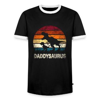 Daddysaurus - Männer Kontrast-T-Shirt - Schwarz/Weiß - Vorne - AI Model Female 172 light (172cm) & AI Model Male 178 light (178cm)