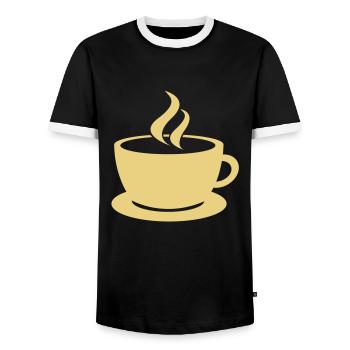 coffee cup tea cafe - T-shirt contrasté Homme - noir/blanc - Devant - AI Model Female 172 light (172cm) & AI Model Male 178 light (178cm)