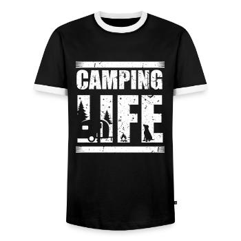 Camping Camper Hunde Camping Leben mit Haustieren Geschenk - Männer Kontrast-T-Shirt - Schwarz/Weiß - Vorne - AI Model Female 172 light (172cm) & AI Model Male 178 light (178cm)