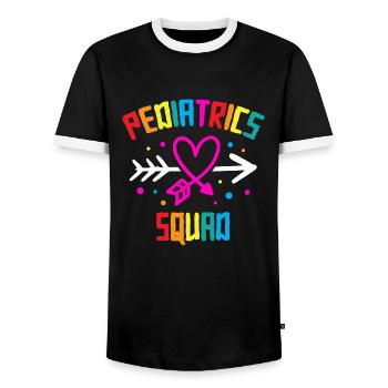 Pediatrics Squad Nurse Medical Care Children Gift - Men's Ringer Shirt - black/white - Front - AI Model Female 172 light (172cm) & AI Model Male 178 light (178cm)