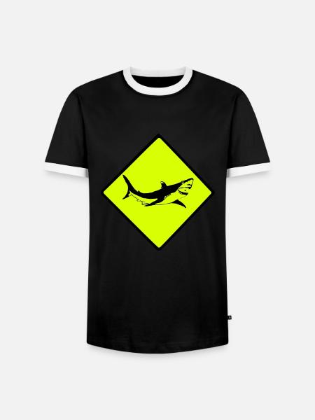 roadsign shark - Männer Kontrast-T-Shirt - Schwarz/Weiß