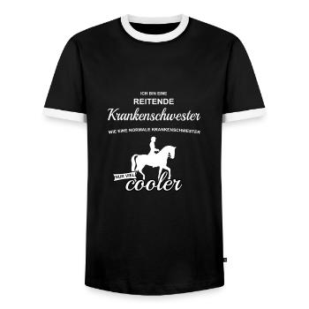 Krankenpflege Reitende Krankenschwester - Männer Kontrast-T-Shirt - Schwarz/Weiß - Vorne - AI Model Female 172 light (172cm) & AI Model Male 178 light (178cm)