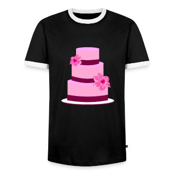 Torte Hochzeit Hochzeitstorte Blumen Geschenkidee - Männer Kontrast-T-Shirt - Schwarz/Weiß - Vorne - AI Model Female 172 light (172cm) & AI Model Male 178 light (178cm)