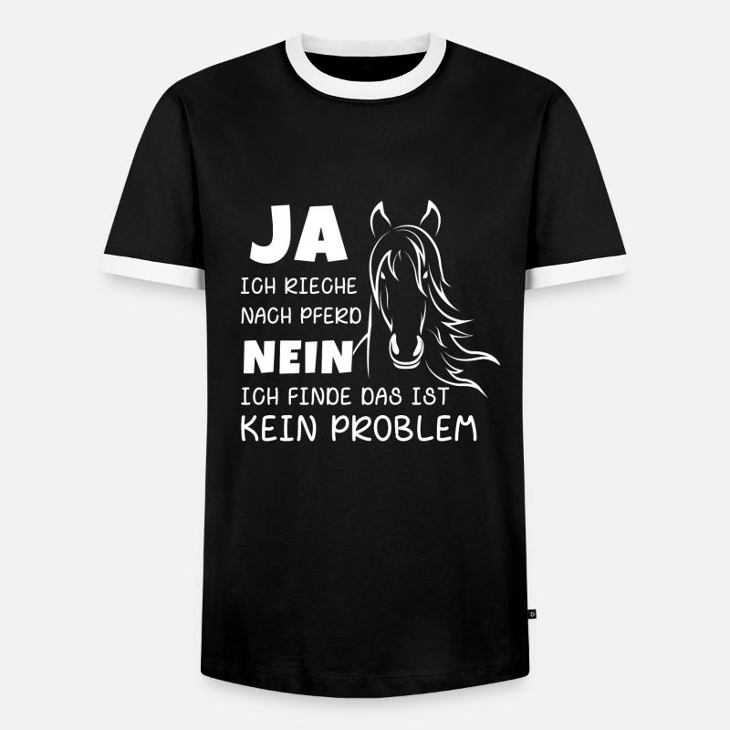Rieche nach Pferd - Männer Kontrast-T-Shirt - Schwarz/Weiß