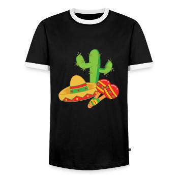 Mexique - T-SHIRT - T-shirt contrasté Homme - noir/blanc - Devant - AI Model Female 172 light (172cm) & AI Model Male 178 light (178cm)