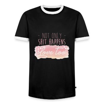 Valentine's Day Funny love saying gift idea - Men's Ringer Shirt - black/white - Front - AI Model Female 172 light (172cm) & AI Model Male 178 light (178cm)