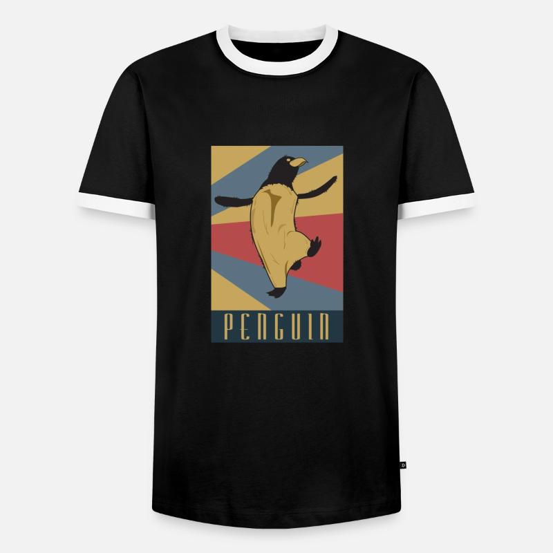 Penguin retro gift idea - Men's Ringer Shirt - black/white