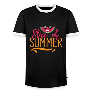 Slice of Summer - Men's Ringer Shirt - black/white - Front - AI Model Female 172 light (172cm) & AI Model Male 178 light (178cm)