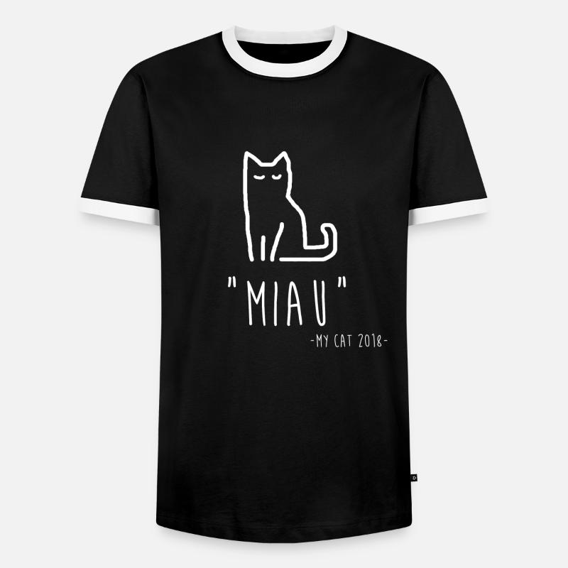 Miau Cat - Männer Kontrast-T-Shirt - Schwarz/Weiß