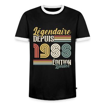 Légendaire Depuis 1988 - T-shirt contrasté Homme - noir/blanc - Devant - AI Model Female 172 light (172cm) & AI Model Male 178 light (178cm)