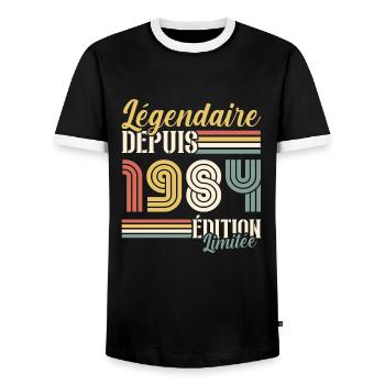 Légendaire Depuis 1984 - T-shirt contrasté Homme - noir/blanc - Devant - AI Model Female 172 light (172cm) & AI Model Male 178 light (178cm)