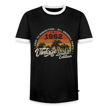 Vintage 1962 Geburtstag Retro 1962 - Männer Kontrast-T-Shirt - Schwarz/Weiß - Vorne - AI Model Female 172 light (172cm) & AI Model Male 178 light (178cm)