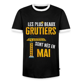 Cadeau d'anniversaire grutier mai métier drôle - T-shirt contrasté Homme - noir/blanc - Devant - AI Model Female 172 light (172cm) & AI Model Male 178 light (178cm)
