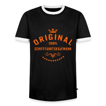 Original 100 Prozent Schifffahrtskaufmann - - Männer Kontrast-T-Shirt - Schwarz/Weiß - Vorne - AI Model Female 172 light (172cm) & AI Model Male 178 light (178cm)