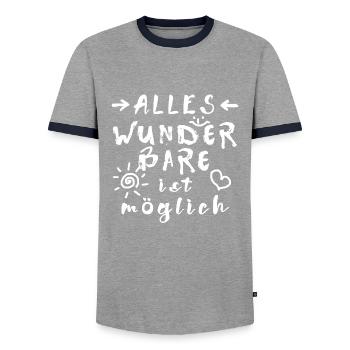 Wunder Glücksbringer Erfolg Spruch Affirmation - Männer Kontrast-T-Shirt - Grau/Navy  - Vorne - AI Model Female 172 light (172cm) & AI Model Male 178 light (178cm)