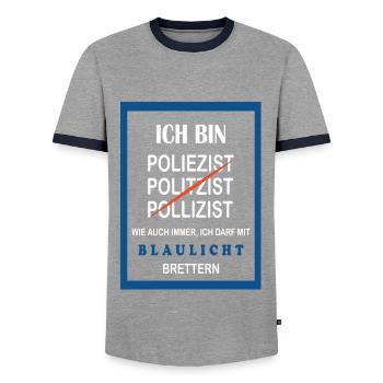 Polizist T-Shirt Lustiges Blaulicht Spruch Design - Männer Kontrast-T-Shirt - Grau/Navy  - Vorne - AI Model Female 172 light (172cm) & AI Model Male 178 light (178cm)