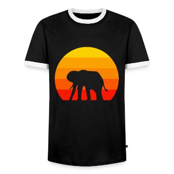 Retro Elefant - Männer Kontrast-T-Shirt - Schwarz/Weiß - Vorne - AI Model Female 172 light (172cm) & AI Model Male 178 light (178cm)