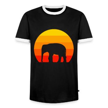 Afrique Safari Amoureux des Animaux Cadeau Rétro Éléphant - T-shirt contrasté Homme - noir/blanc - Devant - AI Model Female 172 light (172cm) & AI Model Male 178 light (178cm)
