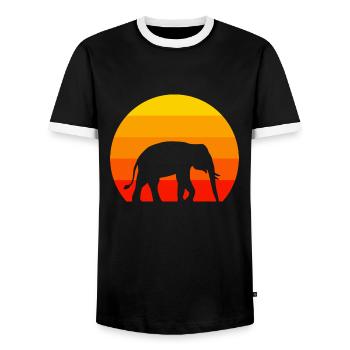 Amoureux des animaux Afrique Animal Cadeau Rétro Éléphant - T-shirt contrasté Homme - noir/blanc - Devant - AI Model Female 172 light (172cm) & AI Model Male 178 light (178cm)