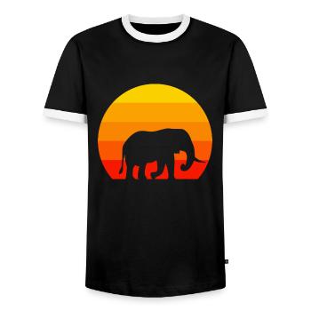 Amoureux des animaux Afrique Safari Animal Rétro Éléphant - T-shirt contrasté Homme - noir/blanc - Devant - AI Model Female 172 light (172cm) & AI Model Male 178 light (178cm)