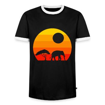 Retro Afrika Tier Geschenk Elefant - Männer Kontrast-T-Shirt - Schwarz/Weiß - Vorne - AI Model Female 172 light (172cm) & AI Model Male 178 light (178cm)