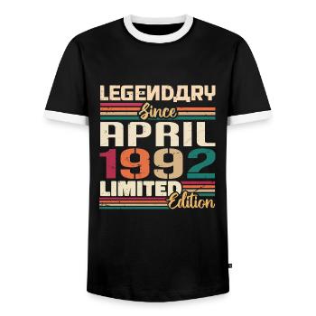 Legenden Werden Im April 1992 Geboren - 1992 - Männer Kontrast-T-Shirt - Schwarz/Weiß - Vorne - AI Model Female 172 light (172cm) & AI Model Male 178 light (178cm)