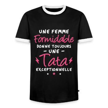 Une femme formidable donne une tata exceptionnelle - T-shirt contrasté Homme - noir/blanc - Devant - AI Model Female 172 light (172cm) & AI Model Male 178 light (178cm)