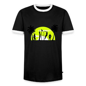 Volley-ball, Beach-volley, Beach Volleyball - T-shirt contrasté Homme - noir/blanc - Devant - AI Model Female 172 light (172cm) & AI Model Male 178 light (178cm)