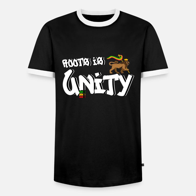 Roots is Unity - Männer Kontrast-T-Shirt - Schwarz/Weiß