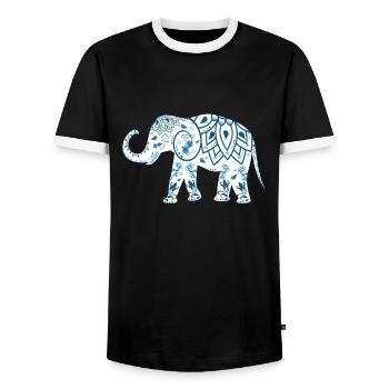 YOGA BUDDHA MEDITATION ELEPHANT GIFT T-SHIRT - Men's Ringer Shirt - black/white - Front - AI Model Female 172 light (172cm) & AI Model Male 178 light (178cm)