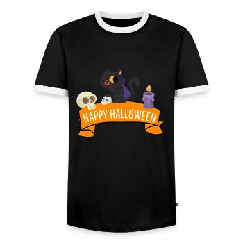 Cat Lovers Cats Costume Gift Halloween - Men's Ringer Shirt - black/white - Front - AI Model Female 172 light (172cm) & AI Model Male 178 light (178cm)