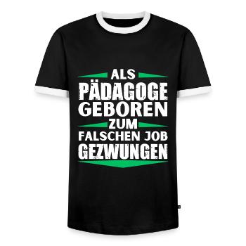 Pädagoge im falschen Job gelandet - Männer Kontrast-T-Shirt - Schwarz/Weiß - Vorne - AI Model Female 172 light (172cm) & AI Model Male 178 light (178cm)