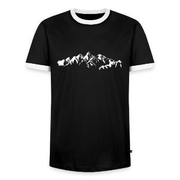 White Mountain Panorama - Men's Ringer Shirt - black/white - Front - AI Model Female 172 light (172cm) & AI Model Male 178 light (178cm)