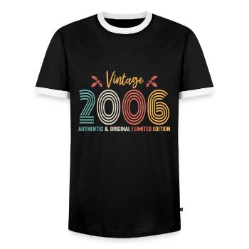 Anniversaire 2006 Anniversaire né en 2006 rétro - T-shirt contrasté Homme - noir/blanc - Devant - AI Model Female 172 light (172cm) & AI Model Male 178 light (178cm)