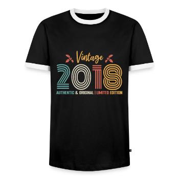 Geburtstag 2018 Geburtstag 2018 Retro - Männer Kontrast-T-Shirt - Schwarz/Weiß - Vorne - AI Model Female 172 light (172cm) & AI Model Male 178 light (178cm)