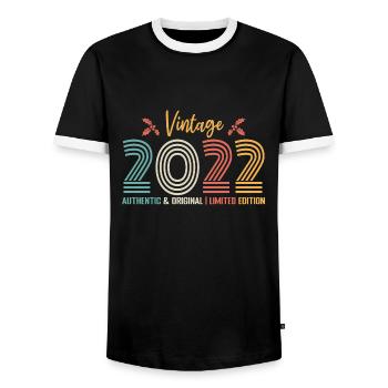 Anniversaire 2022 Anniversaire né en 2022 rétro - T-shirt contrasté Homme - noir/blanc - Devant - AI Model Female 172 light (172cm) & AI Model Male 178 light (178cm)