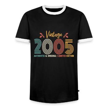Geburtstag 2005 Geburtstag Jahrgang 2005 Retro - Männer Kontrast-T-Shirt - Schwarz/Weiß - Vorne - AI Model Female 172 light (172cm) & AI Model Male 178 light (178cm)