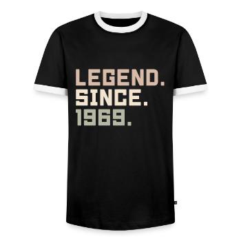 Legenden wurden im 1969 geboren Geschenkideen 1969 - Männer Kontrast-T-Shirt - Schwarz/Weiß - Vorne - AI Model Female 172 light (172cm) & AI Model Male 178 light (178cm)