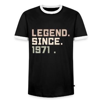 Legenden wurden im 1971 geboren Geschenkideen 1971 - Männer Kontrast-T-Shirt - Schwarz/Weiß - Vorne - AI Model Female 172 light (172cm) & AI Model Male 178 light (178cm)