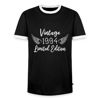 Birthday 1994 Birthday Born in 1994 Year - Men's Ringer Shirt - black/white - Front - AI Model Female 172 light (172cm) & AI Model Male 178 light (178cm)