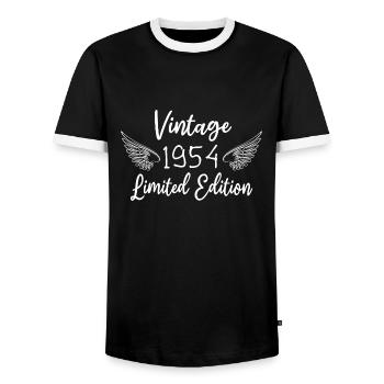 anniversaire 1954 anniversaire né en 1954 année - T-shirt contrasté Homme - noir/blanc - Devant - AI Model Female 172 light (172cm) & AI Model Male 178 light (178cm)